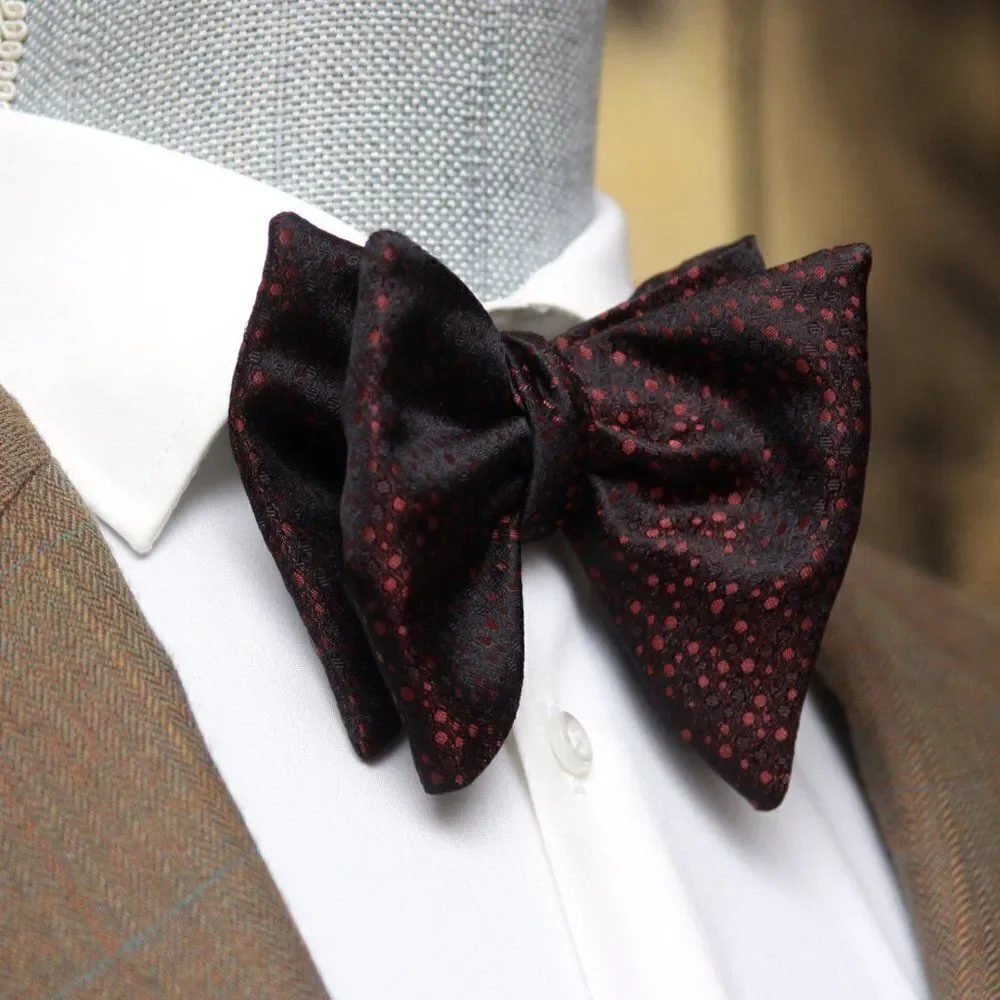 Men's Self-tied Bow‎ Tie Black Silk Bow tie Big Butterfly Bow tie S668